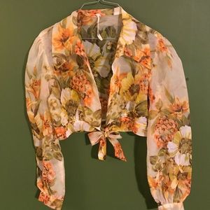 Vintage floral yellow top